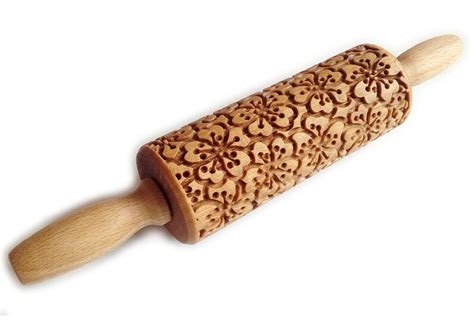 Floral Rolling Pin Apple Blossom Embossing Rolling Pin Etsy