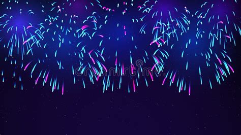 Colorful Fireworks On A Dark Blue Background Bright Fireworks In The