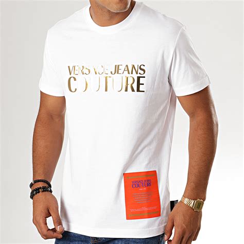 Versace Jeans Couture Tee Shirt Uum600 B3gub7m1 30288 Blanc Doré