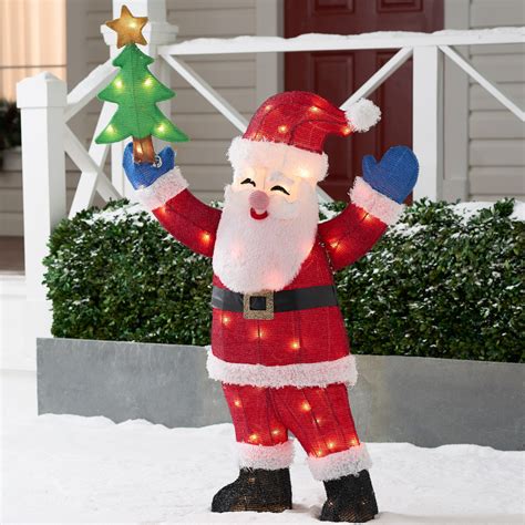 Christmas light santa sleigh and reindeer. 48 Tinsel Santa Claus Christmas Lighted Outdoor Decoration ...
