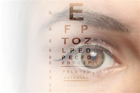Closeup View Of Woman And Eye Chart Illustration Visiting