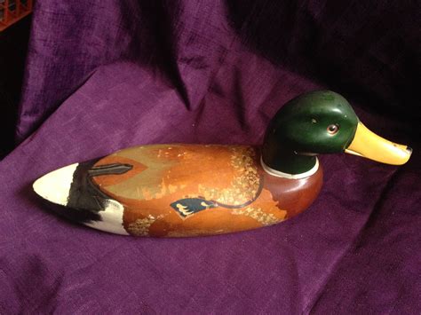 Antique Wooden Mallard Duck Decoy Hand Painted Large Wood Etsy Duck