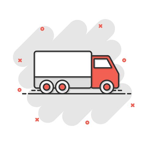 Delivery Truck Sign Icon In Comic Style Van Vector Cartoon