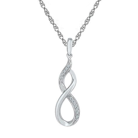 Sterling Silver Womens Round Diamond Vertical Infinity Pendant 1 20