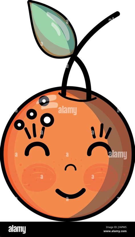 Kawaii Cute Happy Orange Fruit Stock Vector Image And Art Alamy