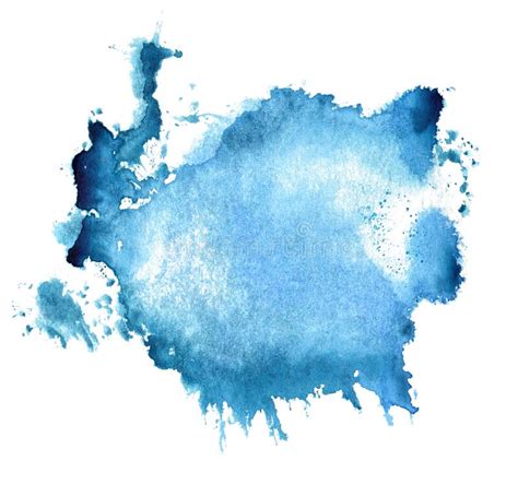 Blue Splash Watercolor Circle Backgrund Isolated On White Stock Image