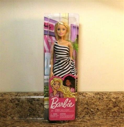 mattel barbie glitz doll black white stripe ruffle dress new ebay