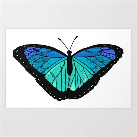Vintage Blue Butterfly Art Print By Hothibiscus Society6 Butterfly