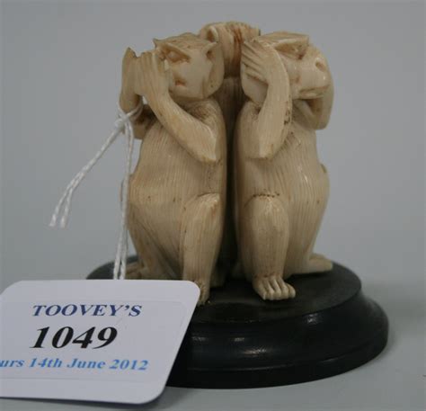 A Japanese Carved Ivory Okimono Figure Group Of The Three Wise Monkeys