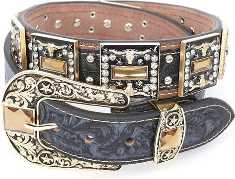 Genuine Leather Western Belt For Men And Women Rhinestones With