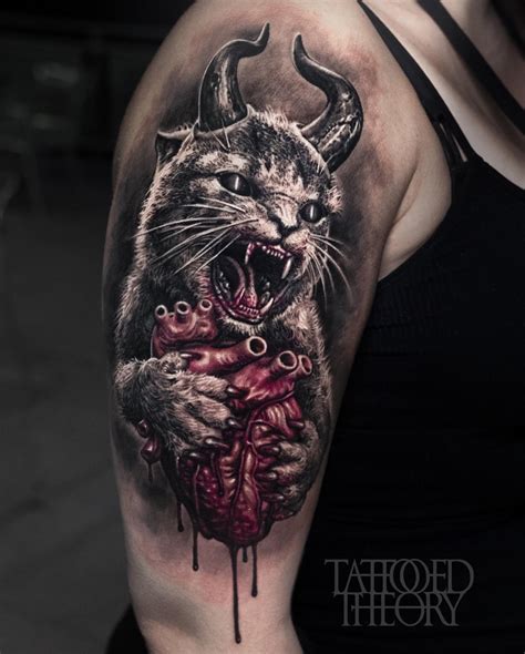 hell cat tattoo done by javier antunez me r tattoo