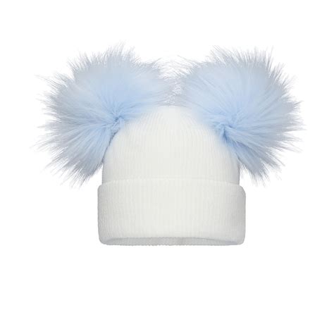 Pom Pom Envy Baby Knit Double Whiteblue Kiddie Boutique By Claire