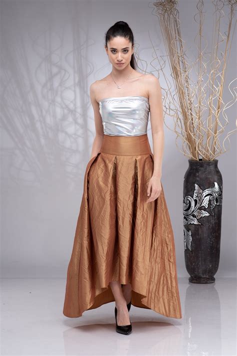 maxi skirt long taffeta skirt formal skirt high waisted skirt bridal skirt gold skirt