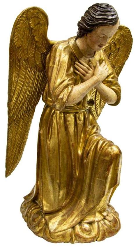 Finely Carved Church Altar Figure Kneeling Angel