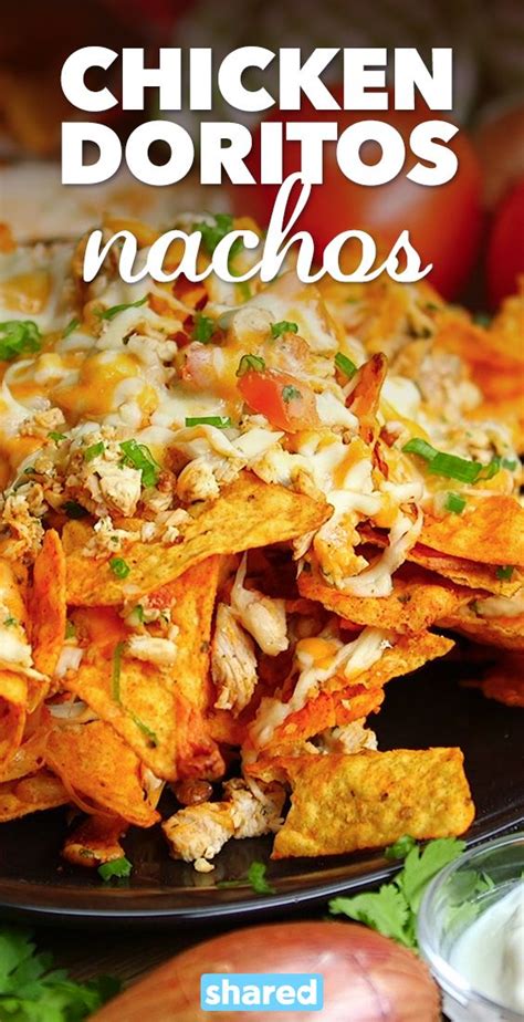 Over the bean layer, sprinkle a layer of doritos. Chicken Doritos Nachos | Food & Drink | Pinterest ...