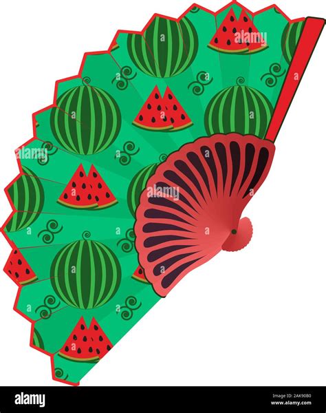 Watermelon Summer Fruit Folding Fan Vector Isolated Illustration Stock