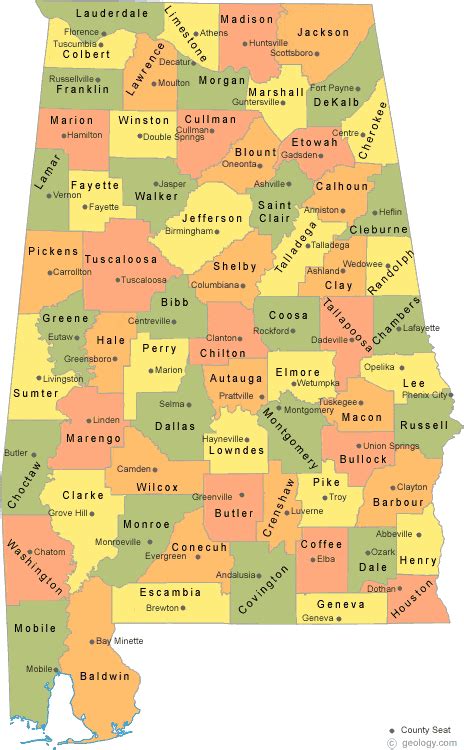 Alabama Map With Counties And Cities Winna Kamillah