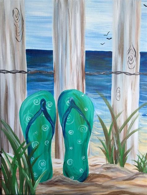 An Image Of A Pair Of Flip Flops In Front Of The Ocean And Beach