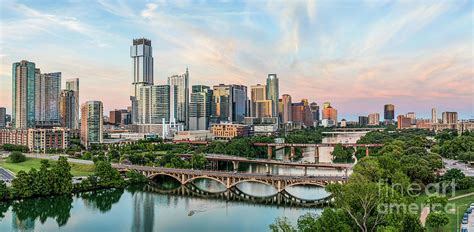 Austin Skyline Aerial Sunset Pano Photograph By Bee Creek Photography