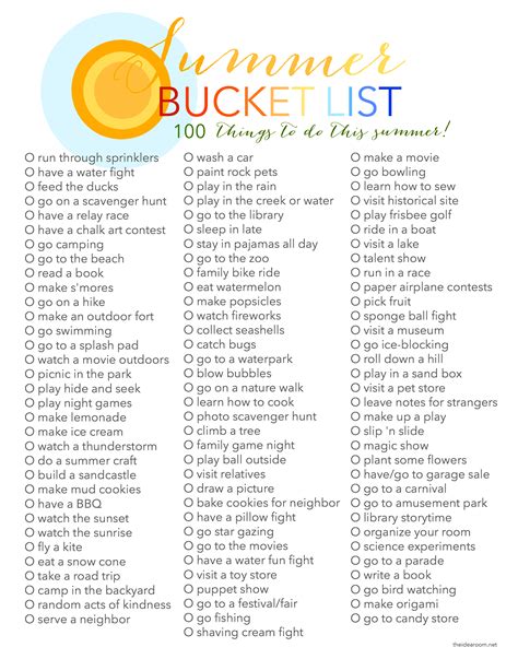 Color Your Own My Summer Bucket List Posters 30 Piece - vrogue.co