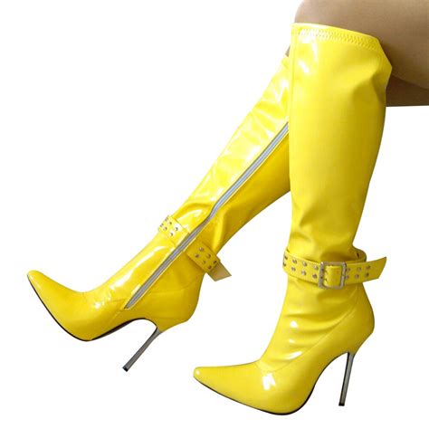 12cm High Height Sex Boots Womens Heels Pointed Top Thin Heel Knee