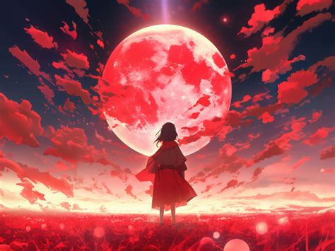 Wallpaper A World Full Of Red Moon Anime Desktop Wallpaper Hd Image