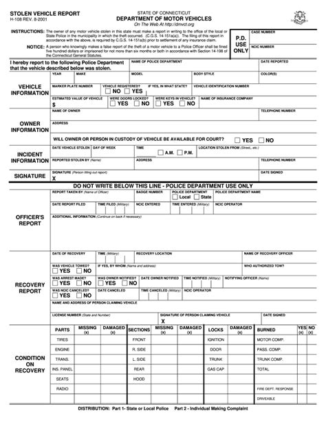 Police Report Template For Theft