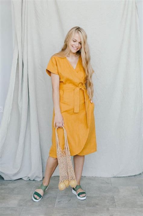 Sustainable Linen Dress Linen Wrap Dress Made From Soft European