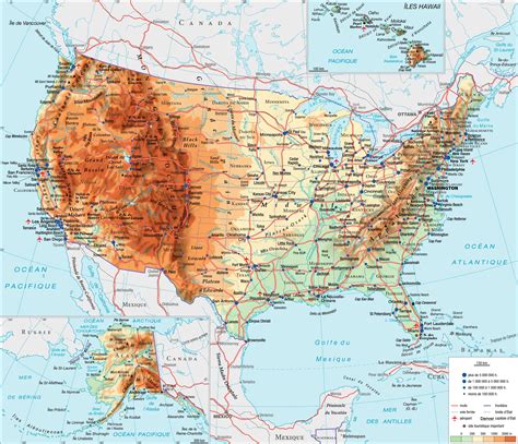 Carte des USA Etats Unis Cartes du relief villes administratives politiques états