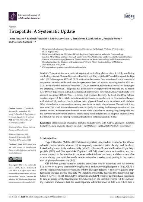 Pdf Tirzepatide A Systematic Update