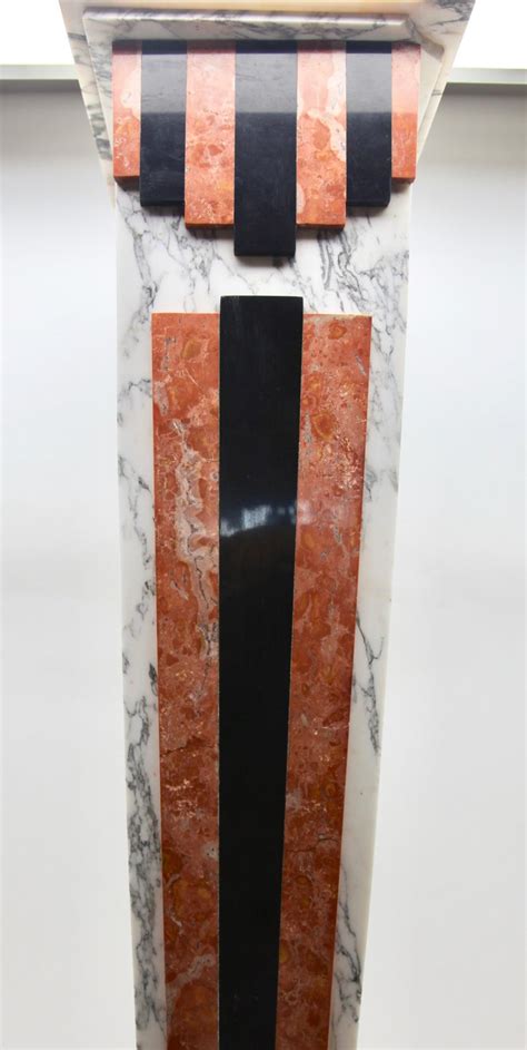 Art Deco Marble Pedestal With Belgian Black And Red Rays At 1stdibs