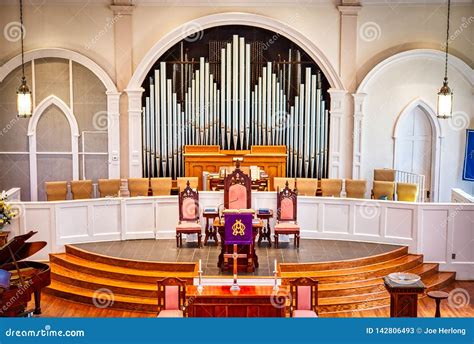 A Large Pipe Organ In A Church Stock Image Image Of Pipe Organ