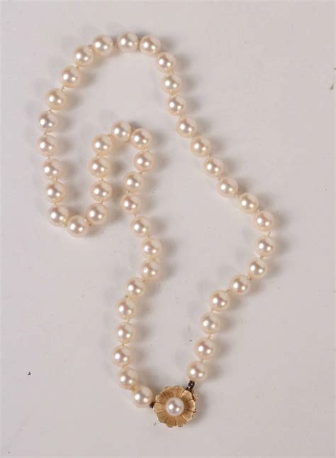 Lot Detail Strand MM Cultured Pearl Necklace K Gold Clasp