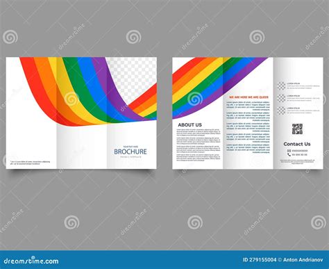 pride month trifold brochure template waves lyer report template design vector illustration