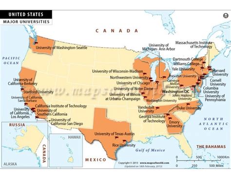Map Of Major Universities In Usa Usa University Education College