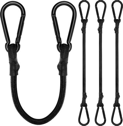 Bungee Cords With Carabiner Clips Pack Long Heavy Duty Carabiner