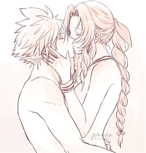 Final Fantasy Free Sex Art Kissing L Couple Aerith Gainsborough Cloud Strife Lovers