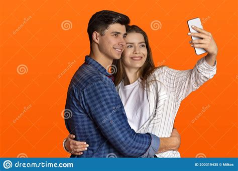 Selfie Of Couple In Love On Modern Date Stock Image Image Of
