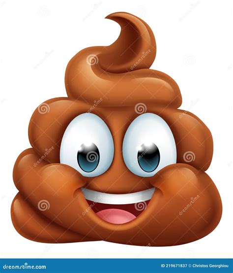 Glad Poop Poo Emoticon Poomoji Emoji Ikon Vektor Illustrationer