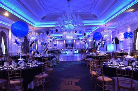 Bar Mitzvahs Blue Black And Silver Bar Mitzvah With 3 Led Balloon