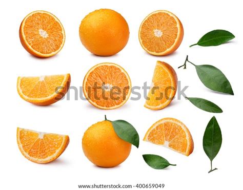 Set Whole Halved Quartered Oranges Orange Stock Photo 400659049