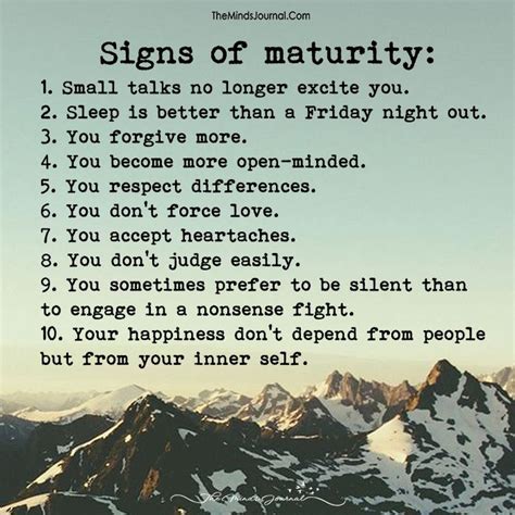 Signs Of Maturity Signs Of Maturity