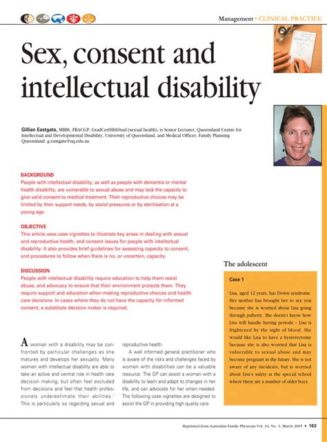 Pdf Sex Consent And Intellectual Disability