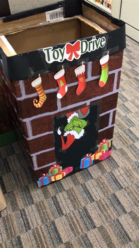 Grinch Themed Holiday Toy Drive Box For Collection Christmas Boxes
