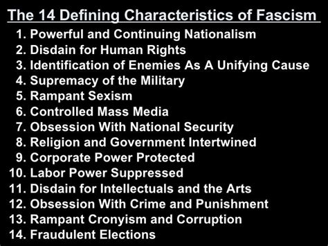 The 14 Defining Characteristics Of Fascism Democratic Underground