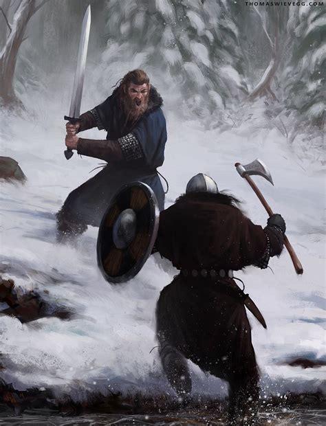 Snow Battle By Thomaswievegg On Deviantart Viking Art Warrior
