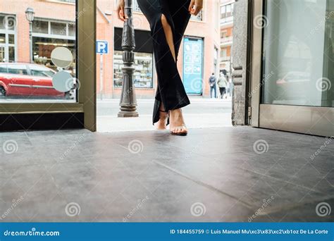 Woman S Legs Entering A Shop Stock Image Image Of Glamorous Indoor