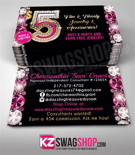 No lines, no headaches, just more time to. $5 Bling Jewelry Business Cards Style 13 - GEMZ - KZ Swag Shop