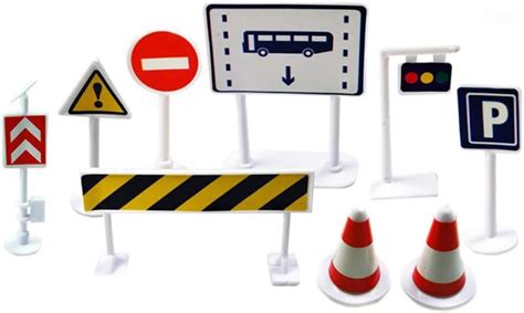 Bhydry Toy Traffic Cones And Road Signs Car Accessories 9pcs Kids