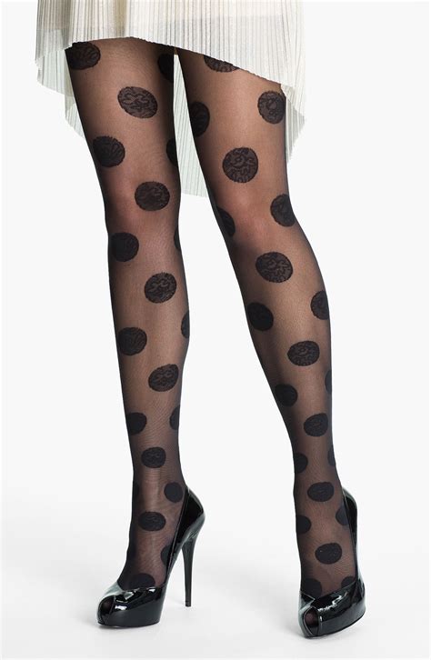 pretty polly dotty lace spot tights in black lyst
